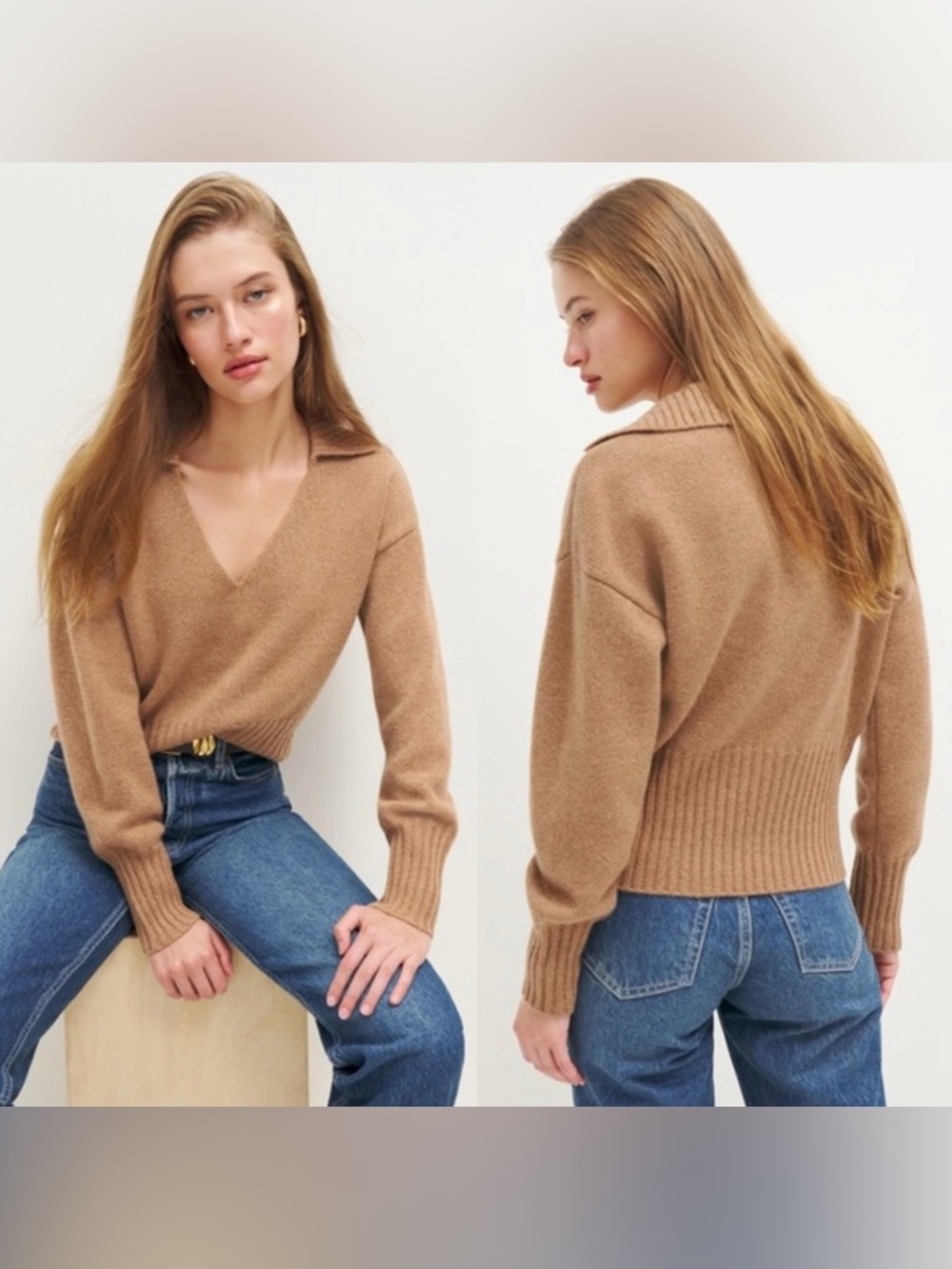 REFORMATION Beckie Cashmere Collared Sweater